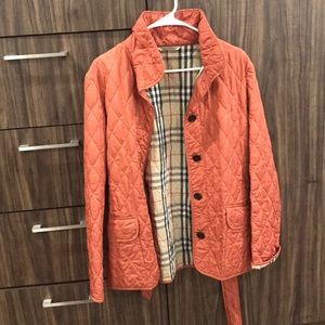 BURBERRY Quilted Check Jacket Orange